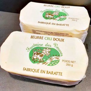 Beurre cru doux fabriqué en Baratte