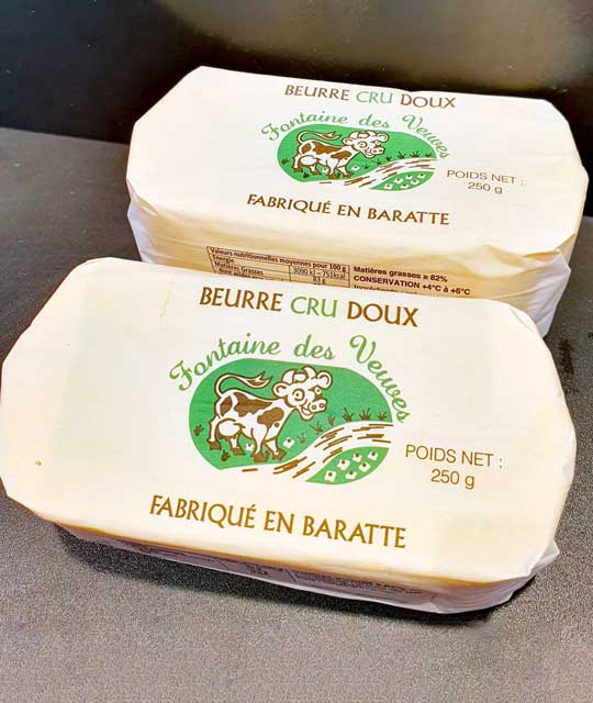 Beurre cru doux fabriqué en Baratte